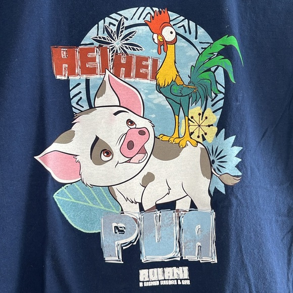 💚BUY 3 for $15💚Disney Aulani Moana Cotton Pua & Hei Hei Blue Tee Shirt sz M - Picture 2 of 4